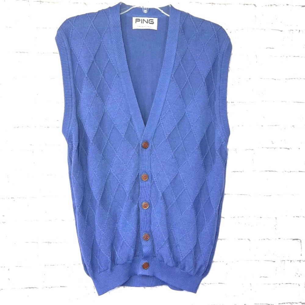 ⛳️|•PING•| Vintage Cardigan Sweater Vest Button Down Knitted In Scotland